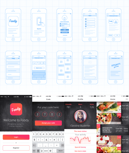 Mobile app design and wireframe Gloucester
